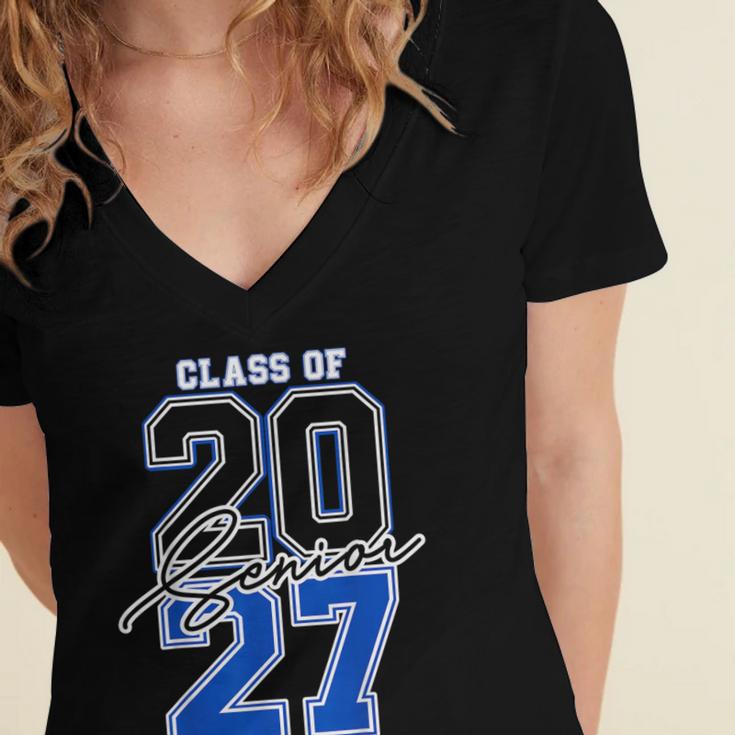 Class Of 2027 Senior 2027 Graduation Women's Jersey Short Sleeve Deep V-Neck Tshirt
