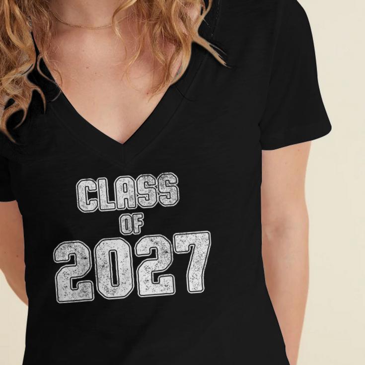 Class Of 2027 Shirt Senior Graduation 2027 Women's Jersey Short Sleeve Deep V-Neck Tshirt