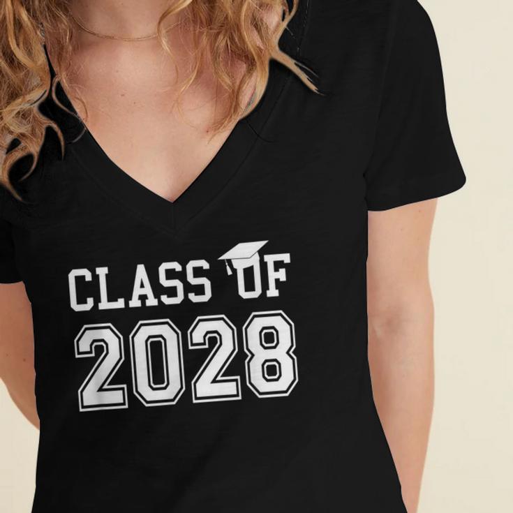 Class Of 2028 GraduationShirt Future School Graduate Women's Jersey Short Sleeve Deep V-Neck Tshirt