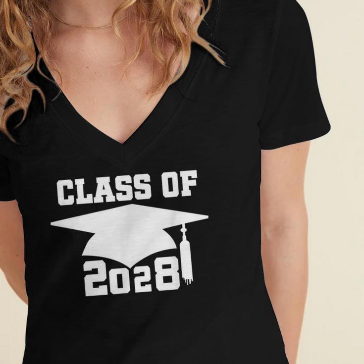 Class Of 2028 T-Shirt School Graduation Pride Tee Women's Jersey Short Sleeve Deep V-Neck Tshirt