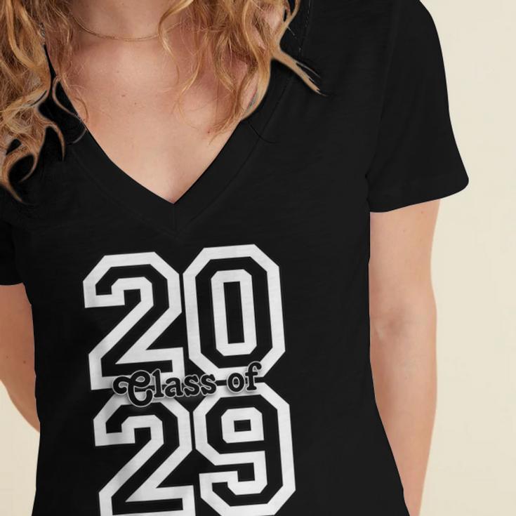 Class Of 2029 Graduating School Class Of 2029 Graduation Women's Jersey Short Sleeve Deep V-Neck Tshirt