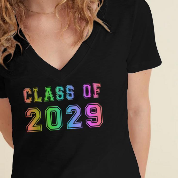 Class Of 2029 High School Graduation Date GraduateShirt Women's Jersey Short Sleeve Deep V-Neck Tshirt