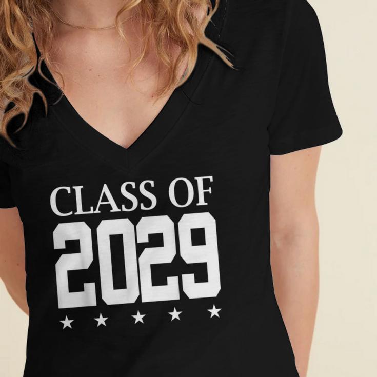 Class Of 2029 School Graduation Graduate s Women's Jersey Short Sleeve Deep V-Neck Tshirt