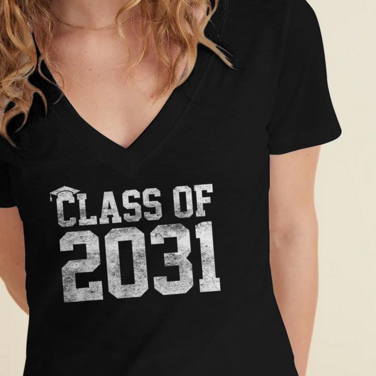 Class Of 2031 Graduation Kindergarten Back To School Women's Jersey Short Sleeve Deep V-Neck Tshirt