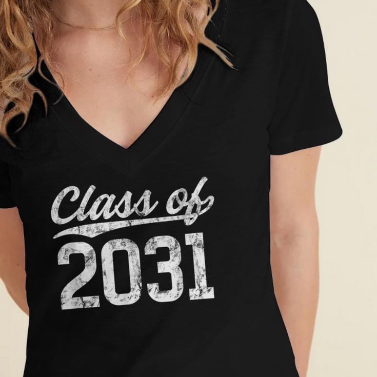 Class Of 2031 Grow With Me Graduation Women's Jersey Short Sleeve Deep V-Neck Tshirt
