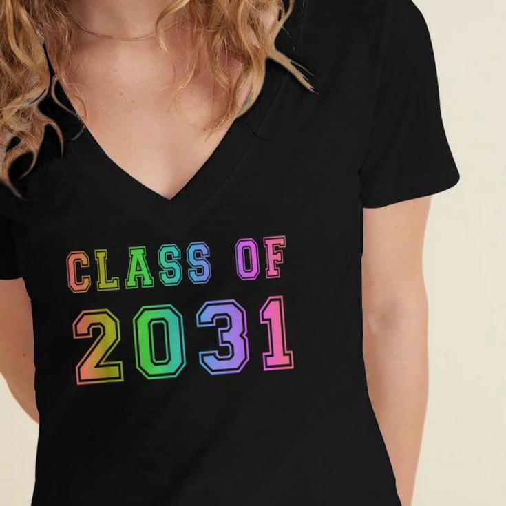 Class Of 2031 High School Graduation Date Kindergarten Shirt Women's Jersey Short Sleeve Deep V-Neck Tshirt