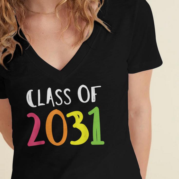 Class Of 2031 Kindergarten Graduation Back To School T-Shirt Women's Jersey Short Sleeve Deep V-Neck Tshirt