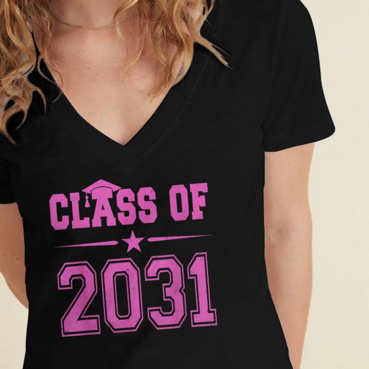 Class Of 2031 Pink Girls Shirt Graduation Women's Jersey Short Sleeve Deep V-Neck Tshirt