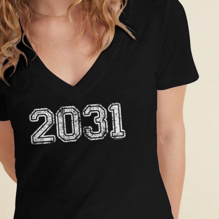 Class Of 2031 Shirts Graduation Him Her Senior 2031 Women's Jersey Short Sleeve Deep V-Neck Tshirt