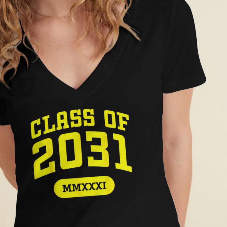 Class Of 2031 Shirts For Kindergarten Photo To Graduation Women's Jersey Short Sleeve Deep V-Neck Tshirt