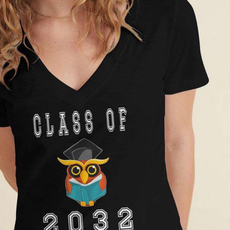 Class Of 2032 Graduation First Day Of SchoolShirt Women's Jersey Short Sleeve Deep V-Neck Tshirt