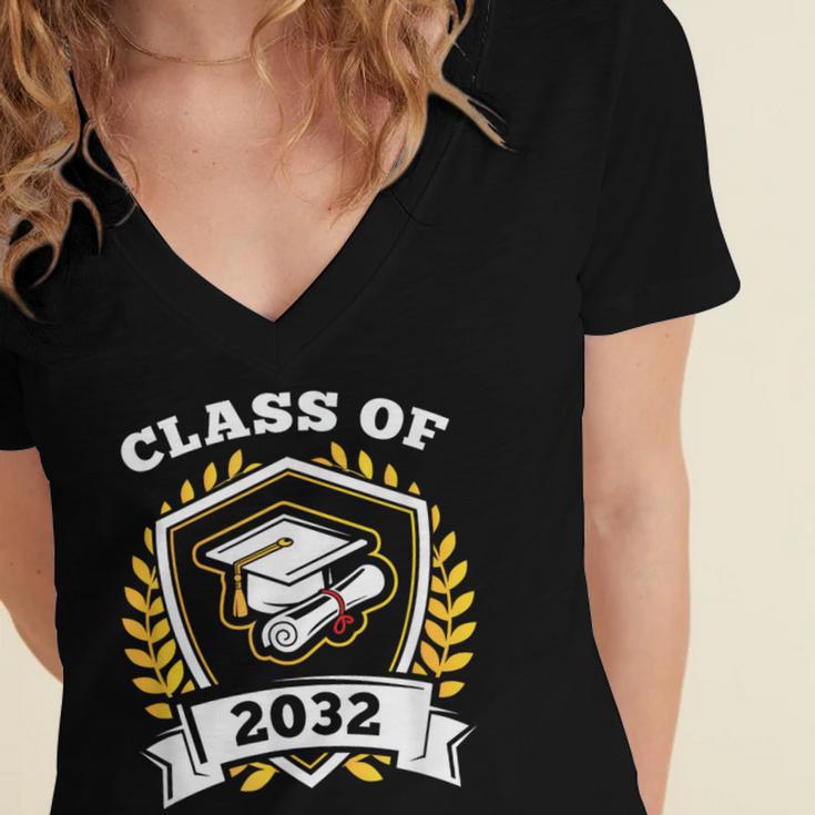 Class Of 2032 Class Of 2032 Graduation T-Shirt Women's Jersey Short Sleeve Deep V-Neck Tshirt