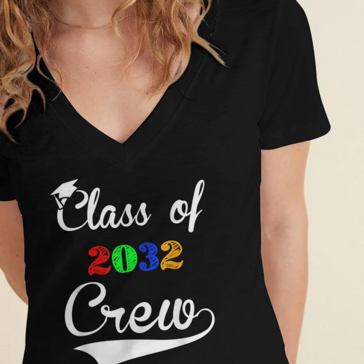 Class Of 2032 Kindergarten Back To School Graduation Women's Jersey Short Sleeve Deep V-Neck Tshirt