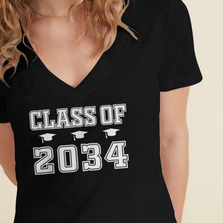 Class Of 2034 School Graduation Women's Jersey Short Sleeve Deep V-Neck Tshirt