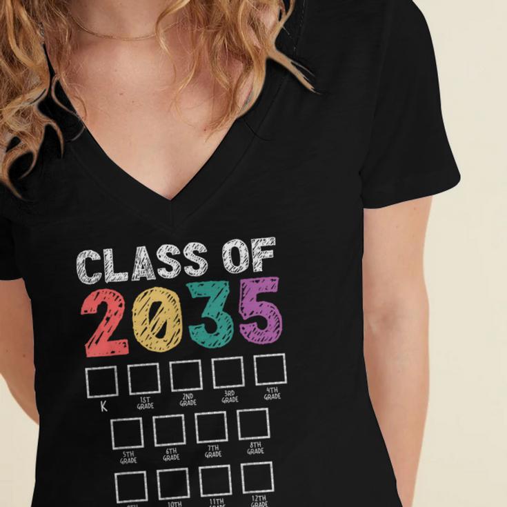 Class Of 2035 Graduation Check List Women's Jersey Short Sleeve Deep V-Neck Tshirt
