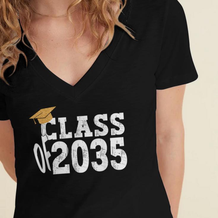 Class Of 2035 Grow With Me Boy Girl First Day Of Graduation Women's Jersey Short Sleeve Deep V-Neck Tshirt