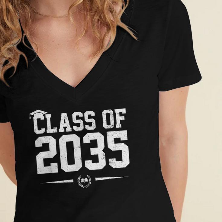 Class Of 2035 Grow With Me Graduation First Day Of School Women's Jersey Short Sleeve Deep V-Neck Tshirt