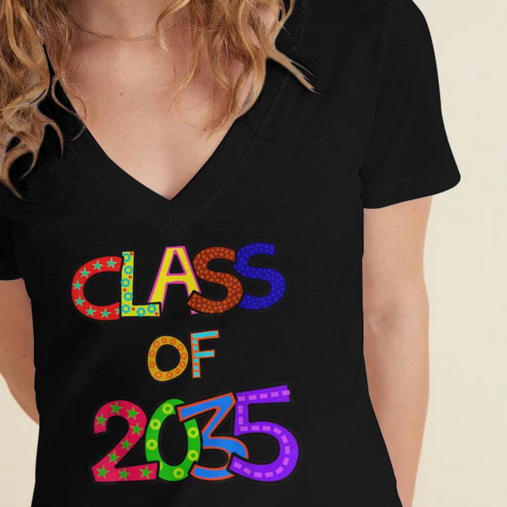 Class Of 2035 Grow With Me Kindergarten Graduation Women's Jersey Short Sleeve Deep V-Neck Tshirt