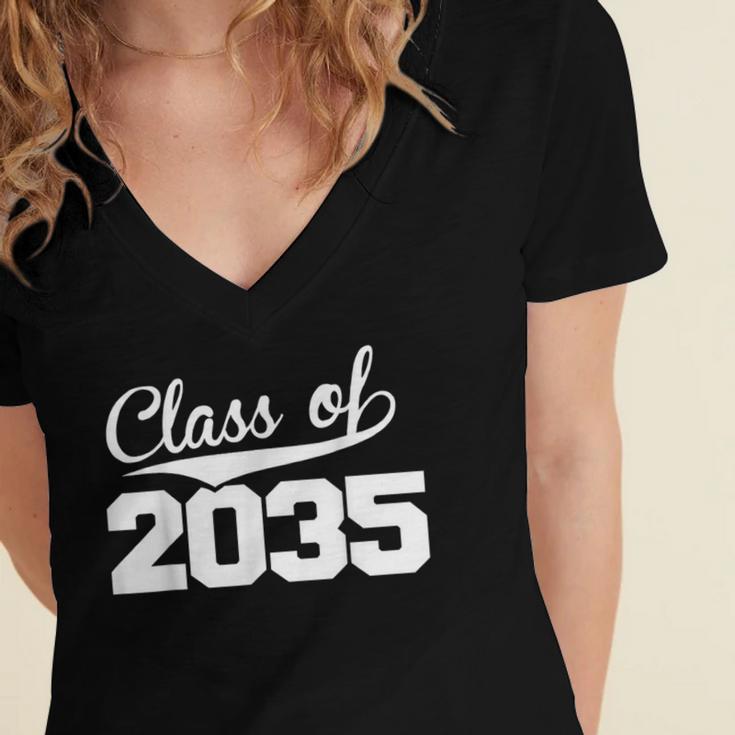 Class Of 2035 Kid To Adult Future Years Graduation Keepsake Women's Jersey Short Sleeve Deep V-Neck Tshirt