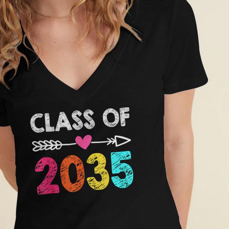 Class Of 2035 Kindergarten Pre K Grow With Me Graduation Women's Jersey Short Sleeve Deep V-Neck Tshirt