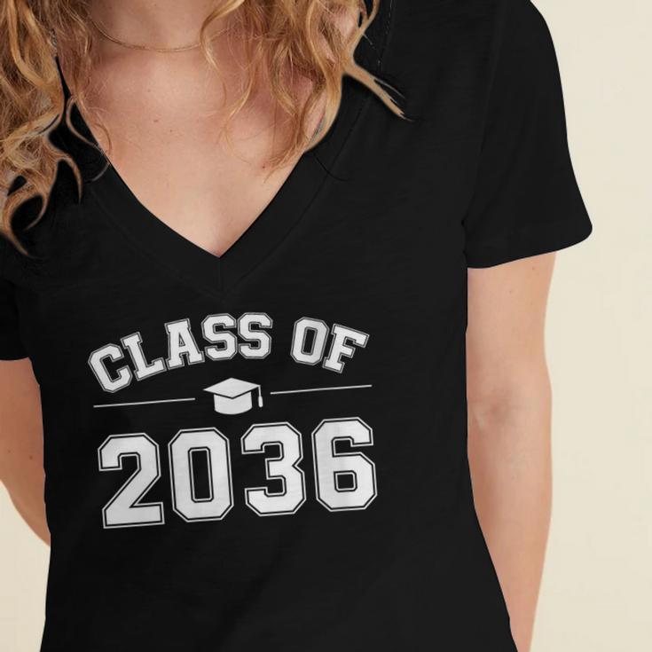 Class Of 2036 Grow With Me First Day Of School Graduation Women's Jersey Short Sleeve Deep V-Neck Tshirt