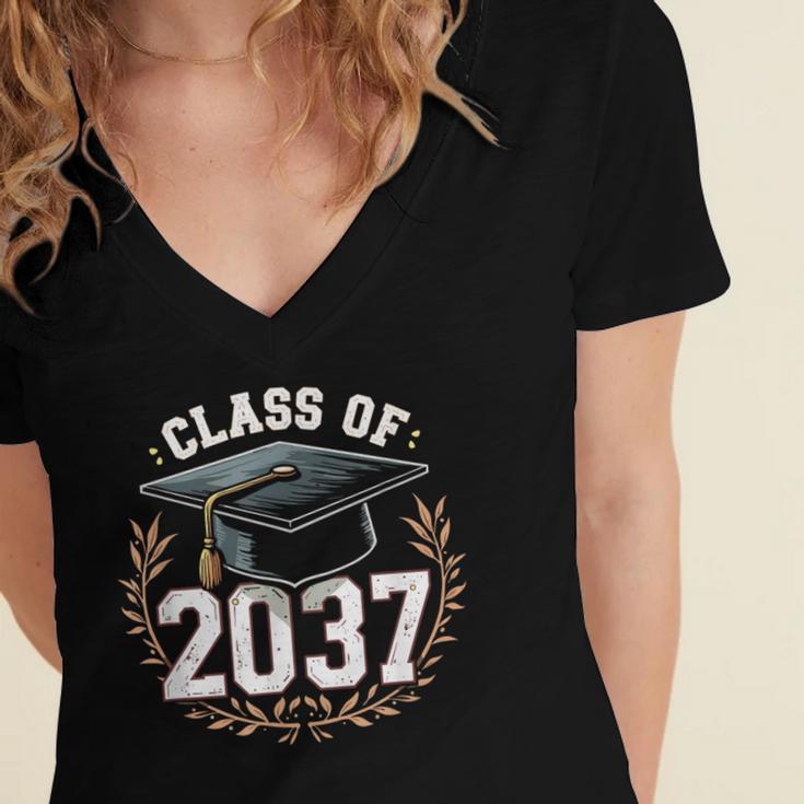 Class Of 2037 Graduation Women's Jersey Short Sleeve Deep V-Neck Tshirt