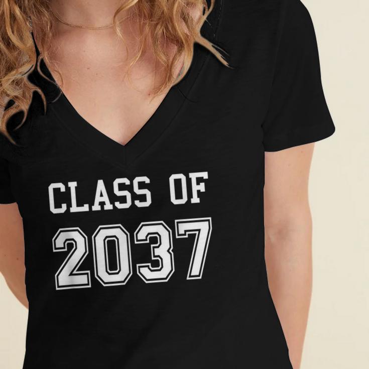 Class Of 2037 Shirt Graduation School Future Graduate Women's Jersey Short Sleeve Deep V-Neck Tshirt