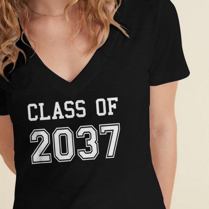 Class Of 2037 Shirt Graduation School Kids Future Graduate Women's Jersey Short Sleeve Deep V-Neck Tshirt