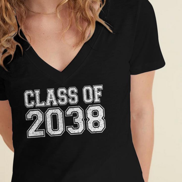Class Of 2038 First Day Of Pre-k Graduation 2038 Preschool Women's Jersey Short Sleeve Deep V-Neck Tshirt