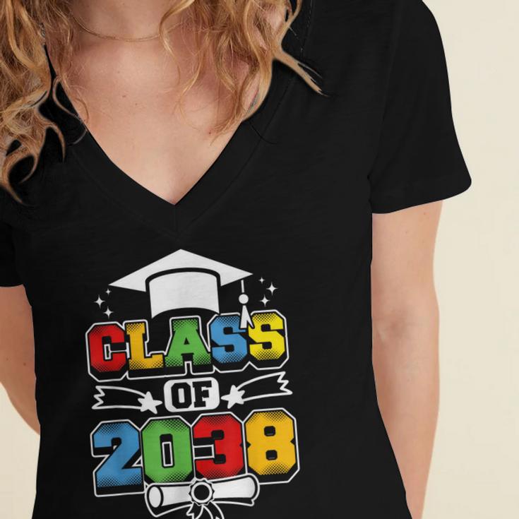 Class Of 2038 First Day Of School & Graduation 2038 Women's Jersey Short Sleeve Deep V-Neck Tshirt
