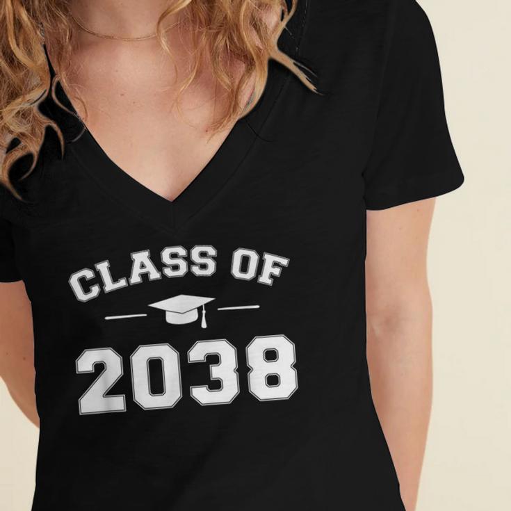 Class Of 2038 Grow Together First Day Of School Graduation Women's Jersey Short Sleeve Deep V-Neck Tshirt