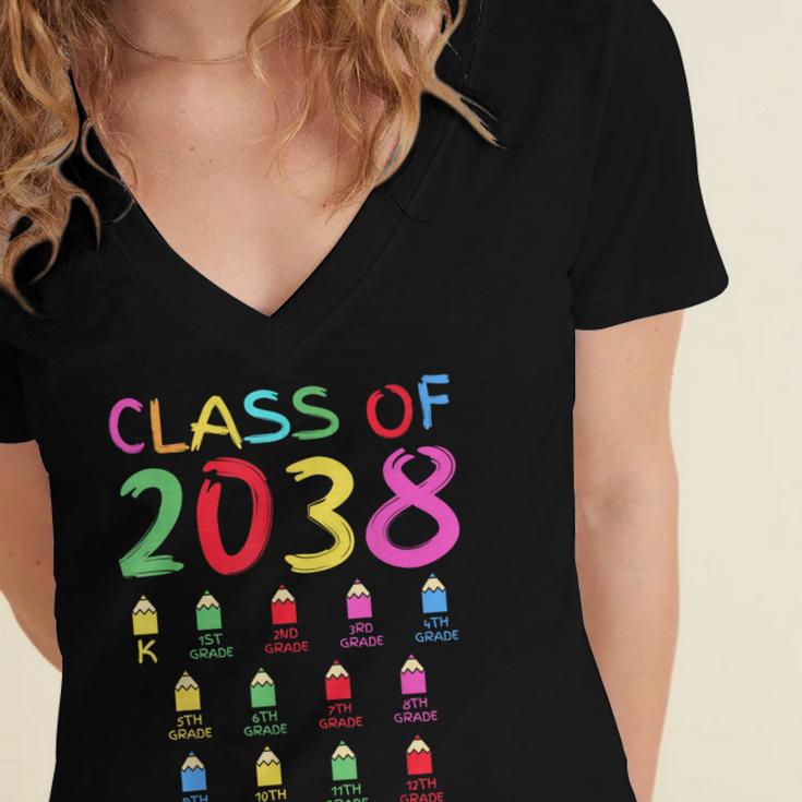 Class Of 2038 Senior Class 2038 Idea Graduation Grow With Me Women's Jersey Short Sleeve Deep V-Neck Tshirt