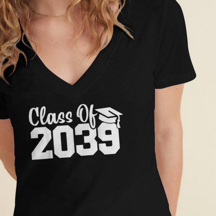 Class Of 2039 Senior 2039 Kindergarten To Graduation Women's Jersey Short Sleeve Deep V-Neck Tshirt