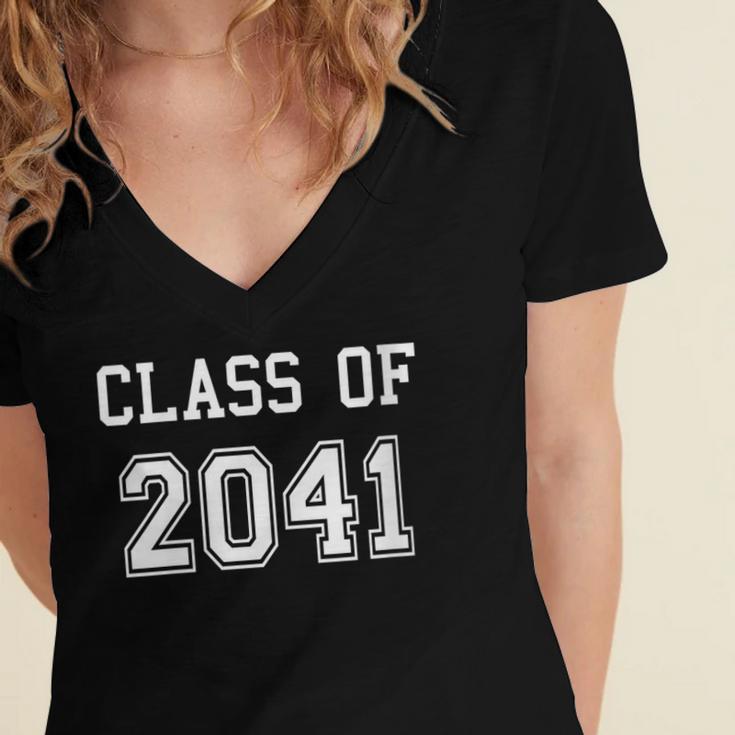 Class Of 2041 Graduation School Future Graduate Women's Jersey Short Sleeve Deep V-Neck Tshirt