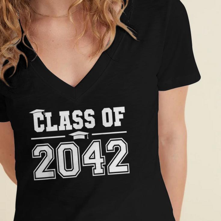 Class Of 2042 Grow With Me First Day Of School Graduation Women's Jersey Short Sleeve Deep V-Neck Tshirt