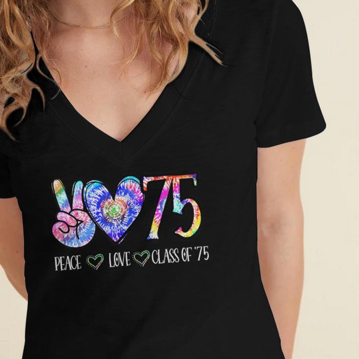 Class Of 75 1975 50th Class Reunion Tie Dye Graduation Items Women's Jersey Short Sleeve Deep V-Neck Tshirt