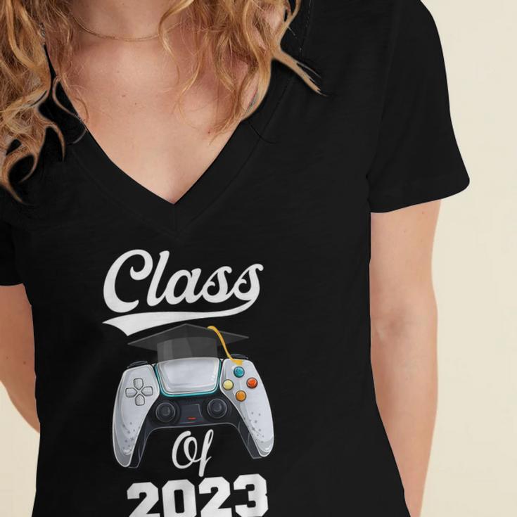 Class Of Gamer 2023 Shirt Graduation Game Boy Graduate Women's Jersey Short Sleeve Deep V-Neck Tshirt
