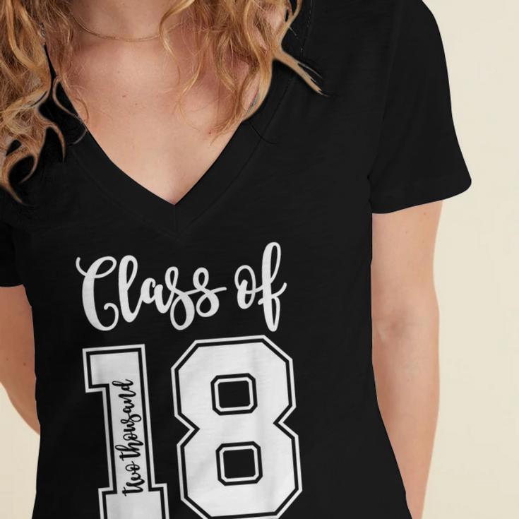 Class Of Two Thousand 18 Shirt Graduation T-Shirt Women's Jersey Short Sleeve Deep V-Neck Tshirt