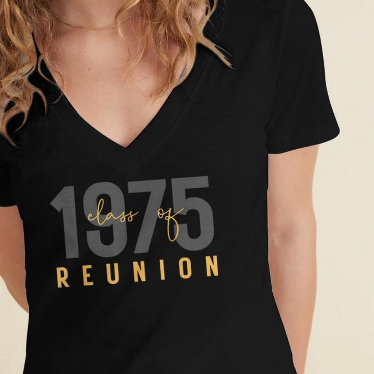 Classic Retro Vintage Class Of 1975 Reunion 50th Graduation Women's Jersey Short Sleeve Deep V-Neck Tshirt