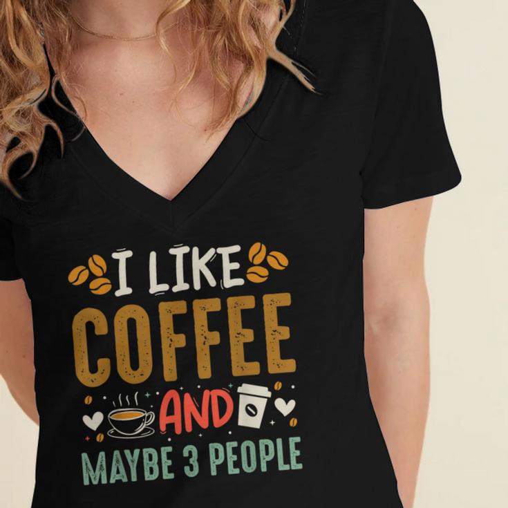 Coffee & Introvert Humor Tee Quote Cute Font Women's Jersey Short Sleeve Deep V-Neck Tshirt Coffee & Introvert Humor Tee Quote Cute Font Women's Jersey Short Sleeve Deep V-Neck Tshirt