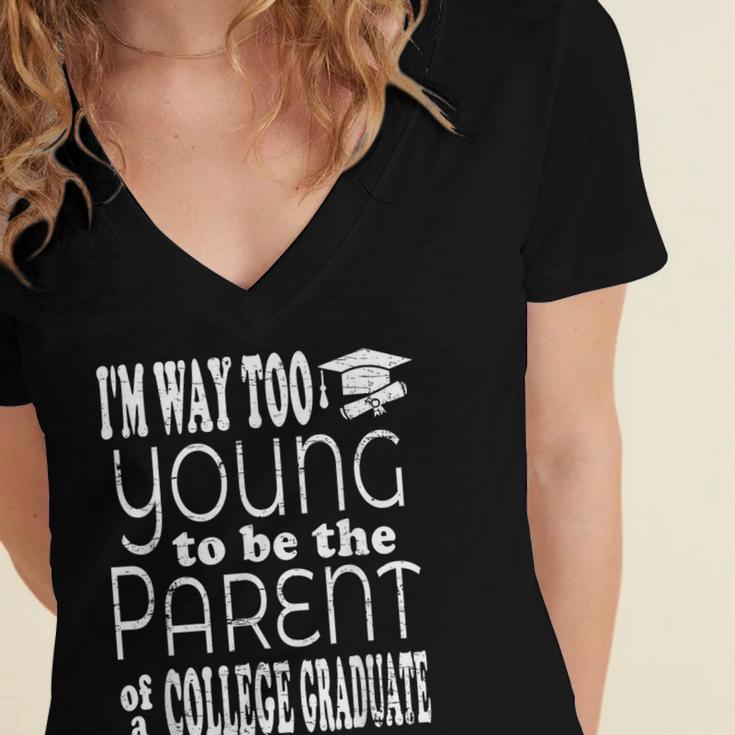 College Graduate Mom Dad Quote Graduation Party Women's Jersey Short Sleeve Deep V-Neck Tshirt