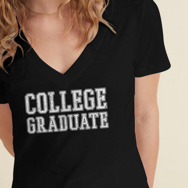 College Graduate Shirt Graduation Tee Distressed Women's Jersey Short Sleeve Deep V-Neck Tshirt