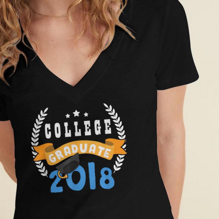 College Graduation Shirts Graduate Grad 2018 Women's Jersey Short Sleeve Deep V-Neck Tshirt