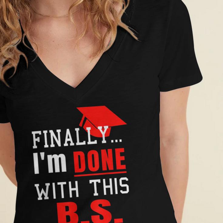 College GraduationShirt Senior Finally Done Women's Jersey Short Sleeve Deep V-Neck Tshirt