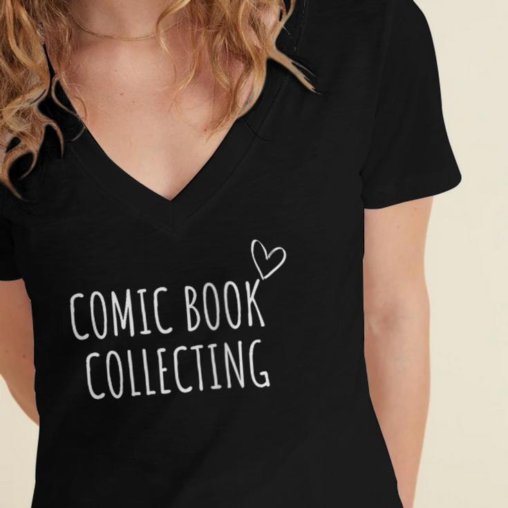 Comic Book Collecting Collector Women's Jersey Short Sleeve Deep V-Neck Tshirt