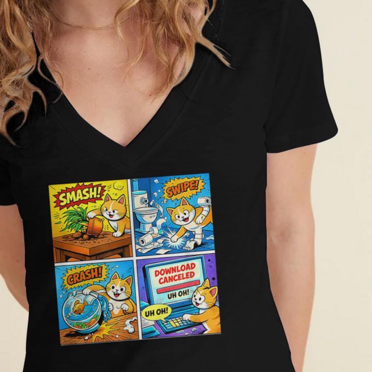 Comic Reader Comic Book Merch Vintage Reading Comic Books Women's Jersey Short Sleeve Deep V-Neck Tshirt