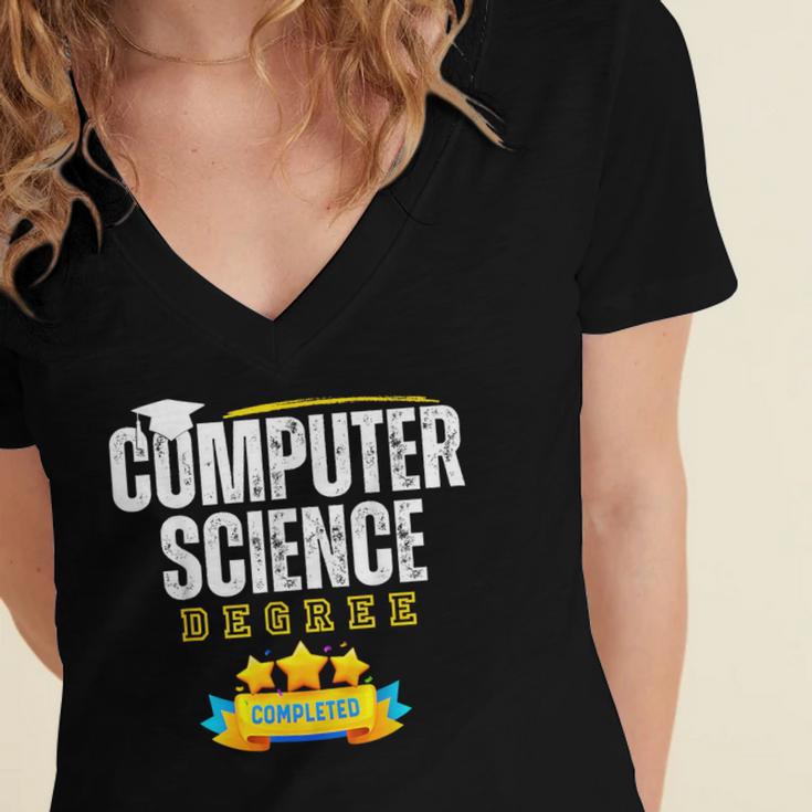 Computer Science Degree Graduation Senior Celebration Grad Women's Jersey Short Sleeve Deep V-Neck Tshirt