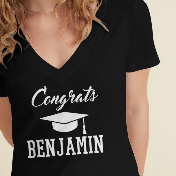Congrats Benjamin College High School Graduation Women's Jersey Short Sleeve Deep V-Neck Tshirt
