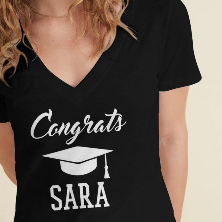 Congrats Sara College High School Graduation Women's Jersey Short Sleeve Deep V-Neck Tshirt