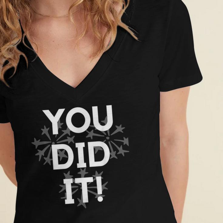 Congrats Tees You Did It Congratulations Graduation Win Promotion Women's Jersey Short Sleeve Deep V-Neck Tshirt